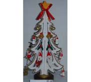 White solid christmas tree with santa clauses
